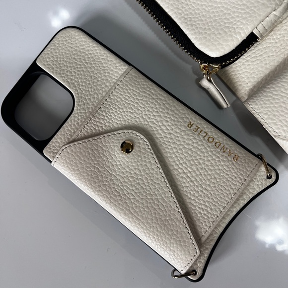 Bandolier Billy Crossbody Strap And Iphone 13 ProMax Case Ivory/Gold - Picture 7 of 8
